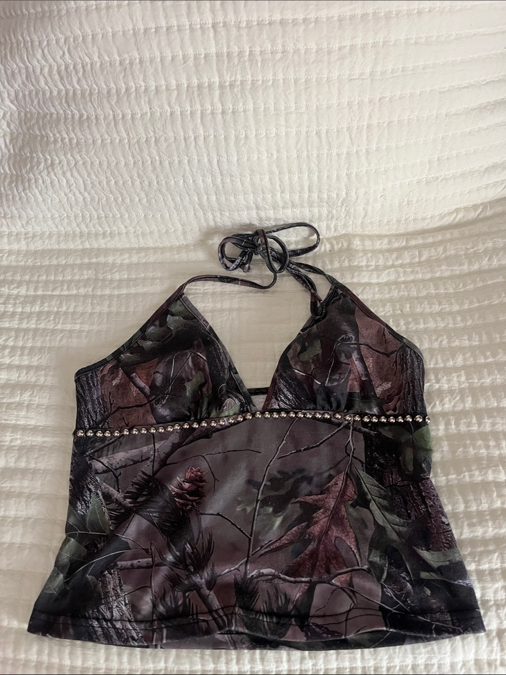 Dark Woods Halter Top with Studded Waistband